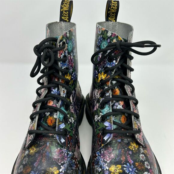 Dr. Martens Women's Black Multicolor Pascal Floral Lace Up Combat Boots Size 8 - Picture 10 of 16